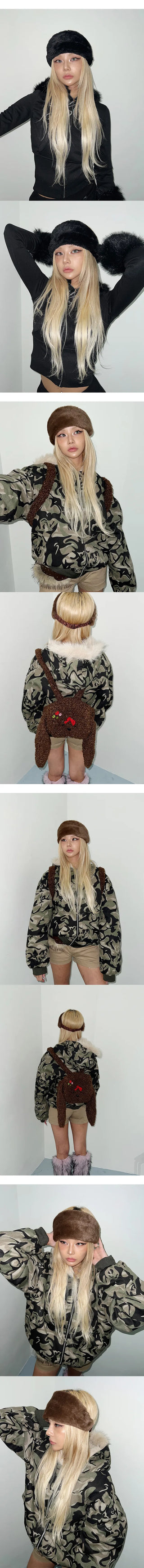 Creamy fake fur hair turban color hairband headband winter headband year-end