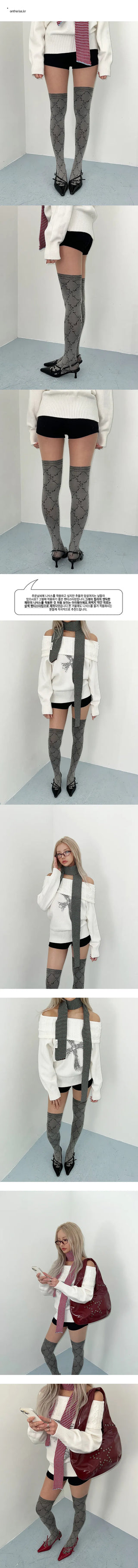 Fake knee socks, stockings, year-end look, date look, Christmas