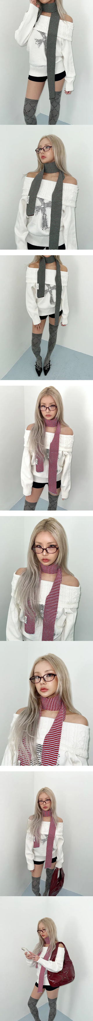 Mini Dangara Muffler color Striped Neck Scarf