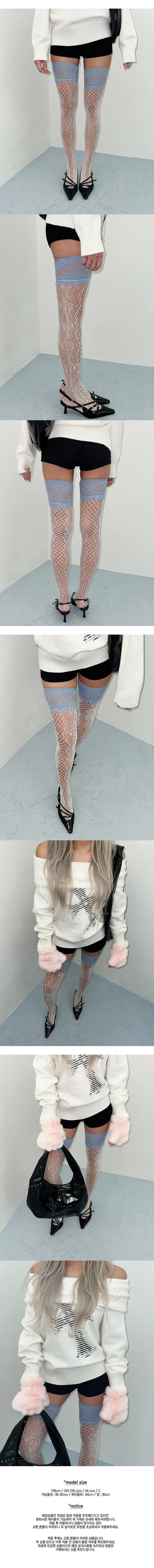 Half lace knee socks  lace socks stockings
