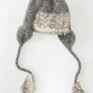Gray Lint Leopard Earflap Hat