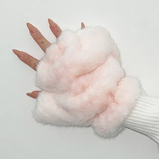 Nyangnyang fake fur gloves  fur gloves leopard