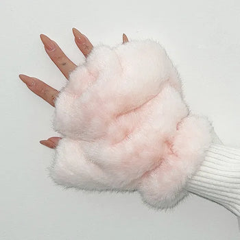 Nyangnyang fake fur gloves  fur gloves leopard
