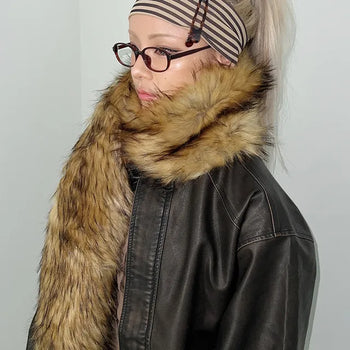 Natural Fake Fur Muffler  Winter Scarf