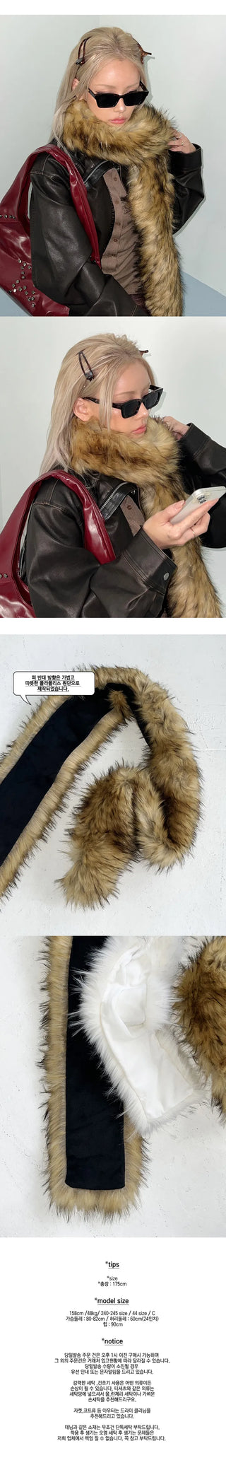 Natural Fake Fur Muffler  Winter Scarf