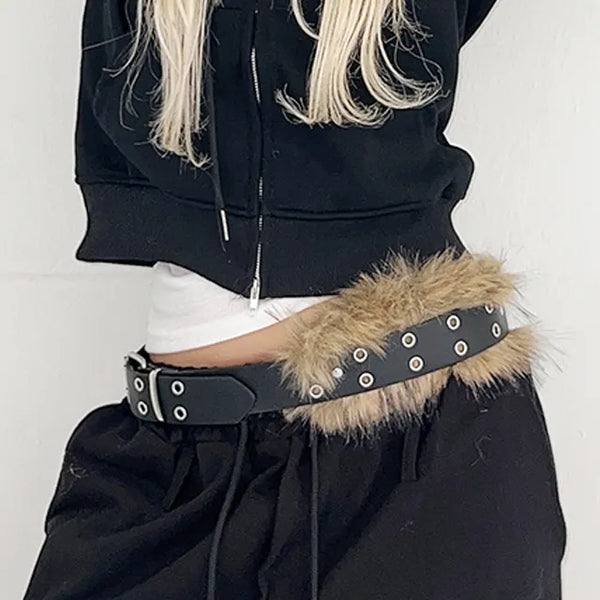 Tuca fake fur black belt