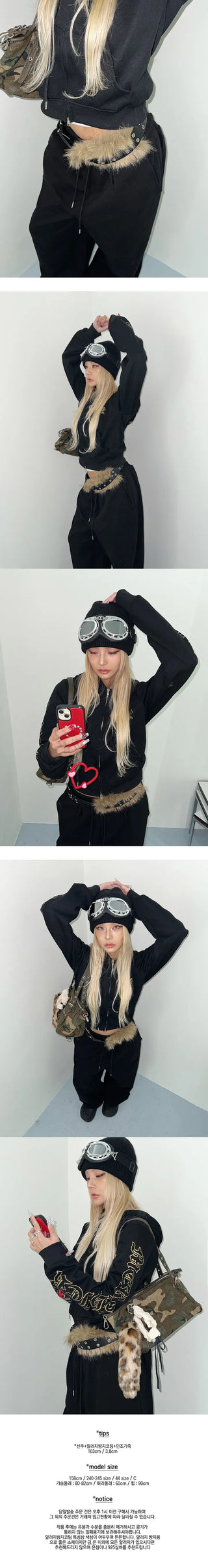 Tuca fake fur black belt