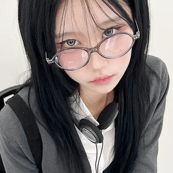 Round modern geek chic glasses  Poetcore horn-rimmed glasses small glasses