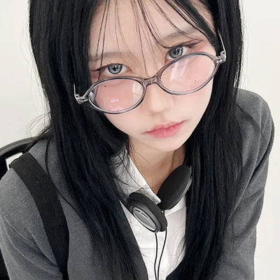Round modern geek chic glasses  Poetcore horn-rimmed glasses small glasses