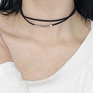 Double Line Simple Choker Necklace