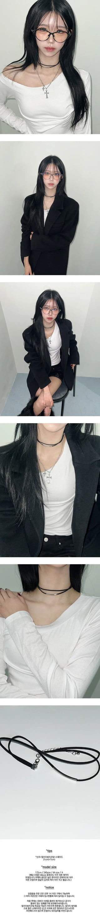 Double Line Simple Choker Necklace