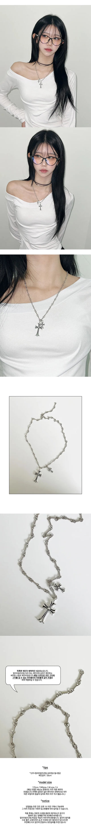 Twin Cross Chain Necklace