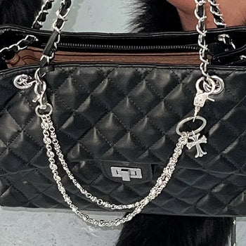 Cross double chain key ring