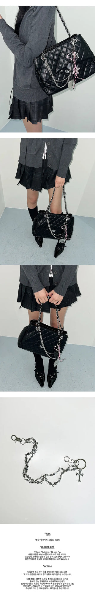 Cross double chain key ring