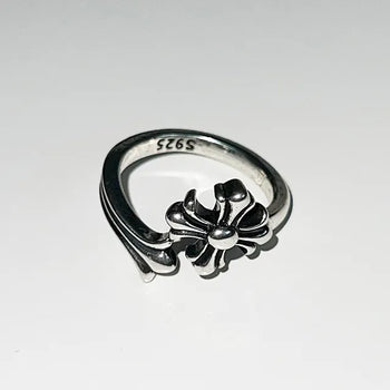 Bold antique cross ring open ring silver ring silver ring y2k gyaru