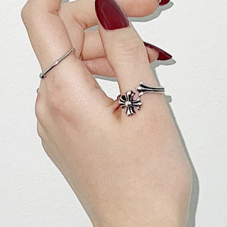 Bold antique cross ring open ring silver ring silver ring y2k gyaru