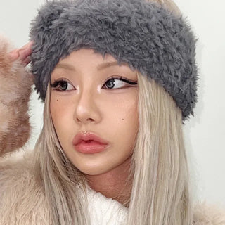 Wide boucle hairband  knit hair turban