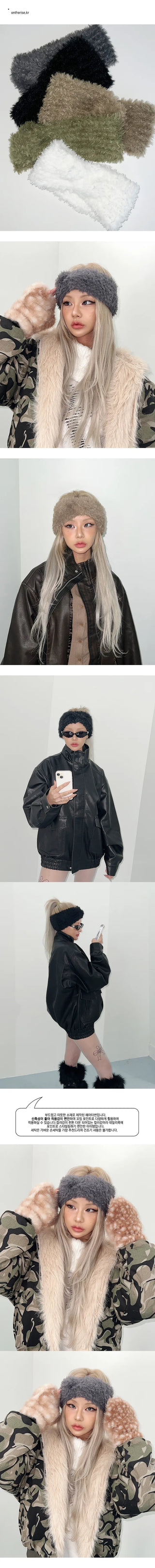 Wide boucle hairband  knit hair turban