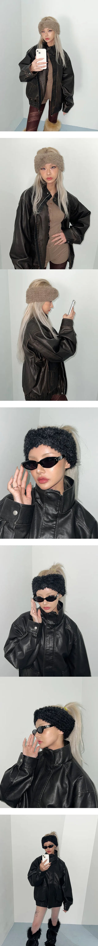 Wide boucle hairband  knit hair turban