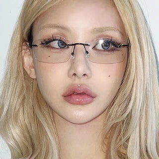 Modern Sharp Rimless Glasses  Geek Chic Y2K