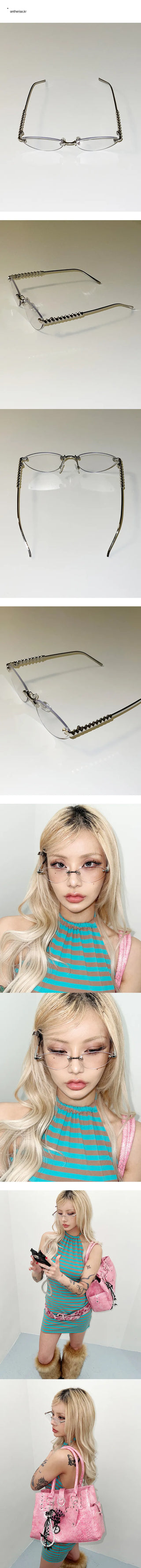 Bolt Rimless Glasses Gyaru Style Y2K