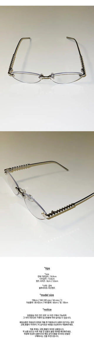 Bolt Rimless Glasses Gyaru Style Y2K