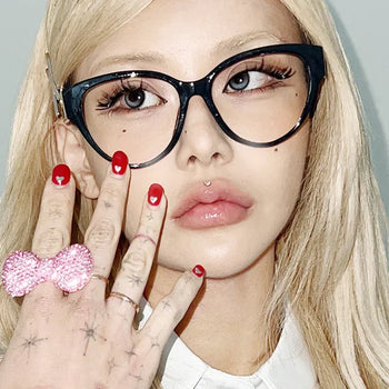 School Heart Horn-rimmed Black Glasses