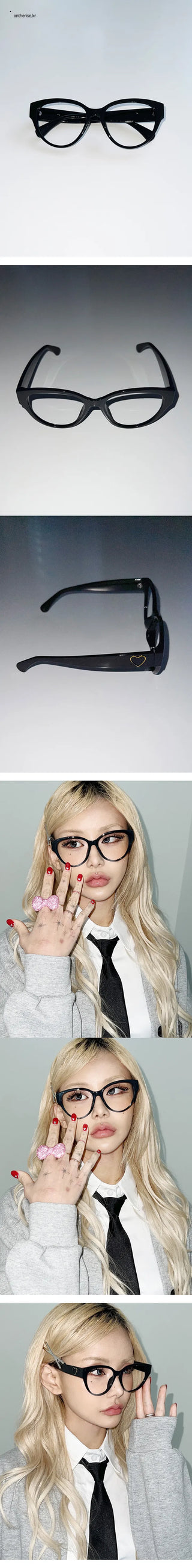 School Heart Horn-rimmed Black Glasses