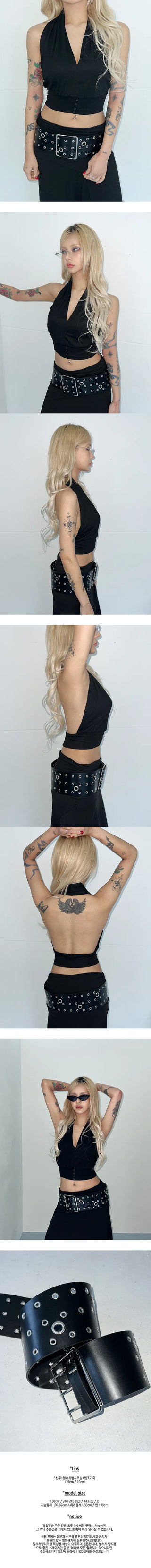 Wide black studded belt
