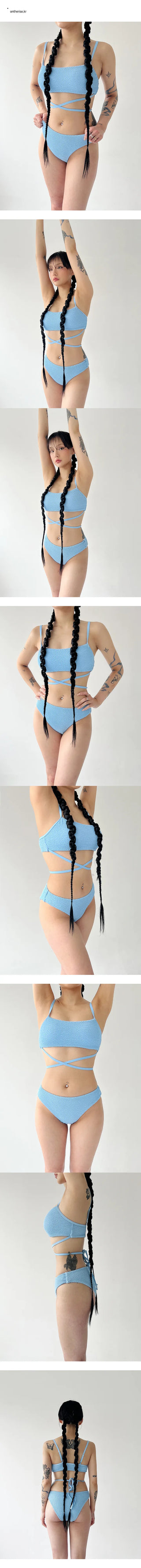 Long strap bikini blue