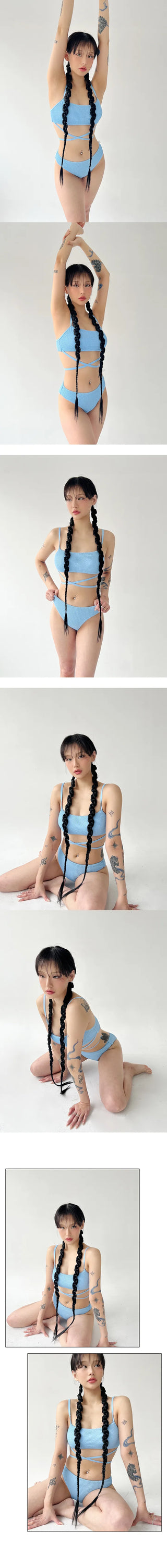 Long strap bikini blue