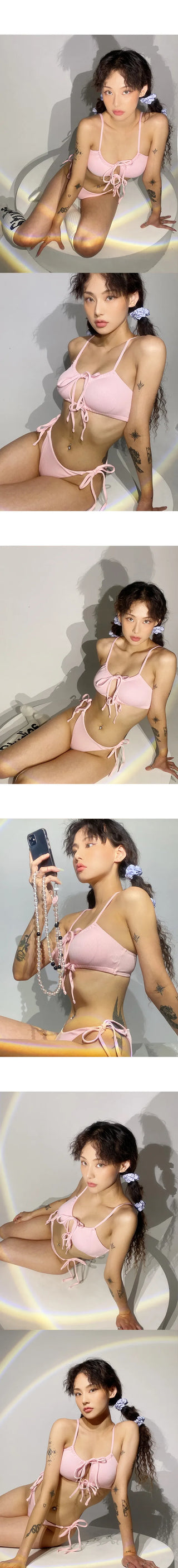 Double-strap bikini pink
