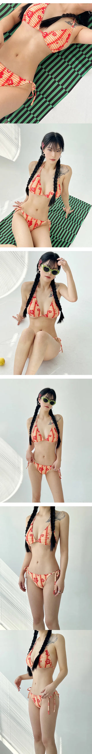 Color check bikini