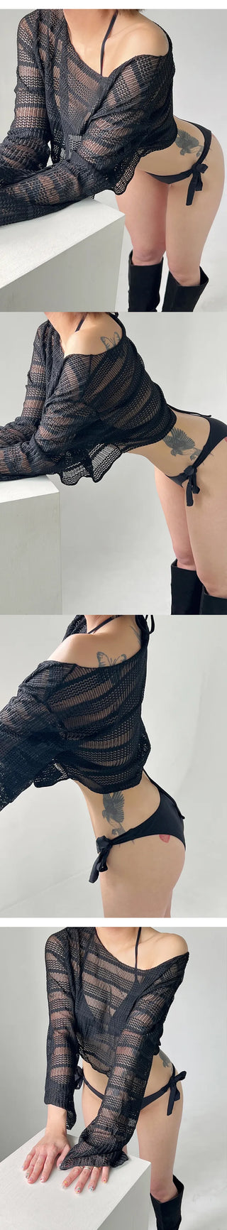 Crop T-shirt Bikini Set