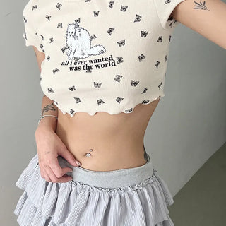 Cats cropped short-sleeved t-shirt