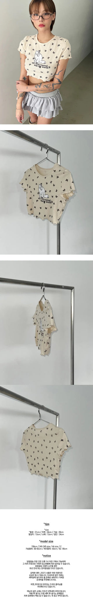 Cats cropped short-sleeved t-shirt