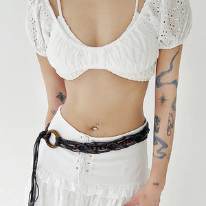 Punching crop blouse