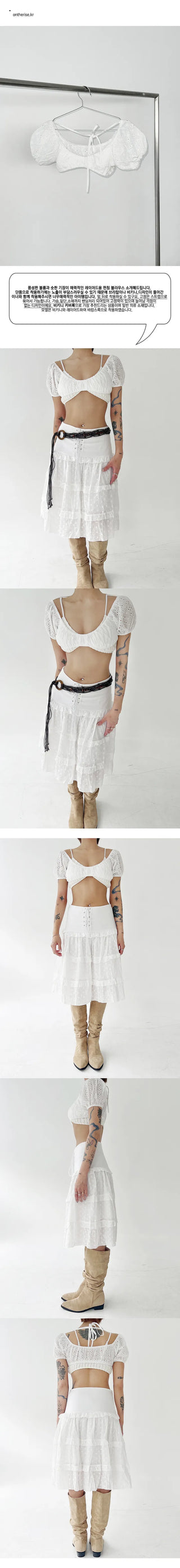 Punching crop blouse