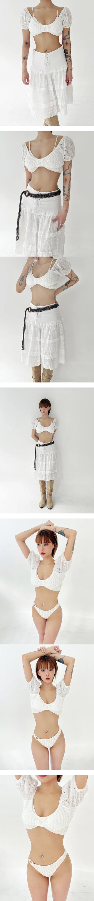 Punching crop blouse