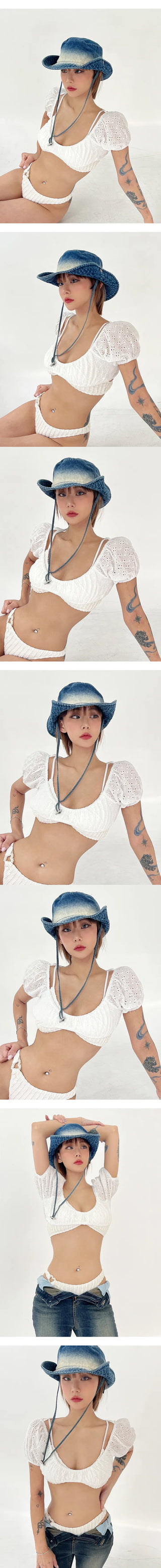 Punching crop blouse