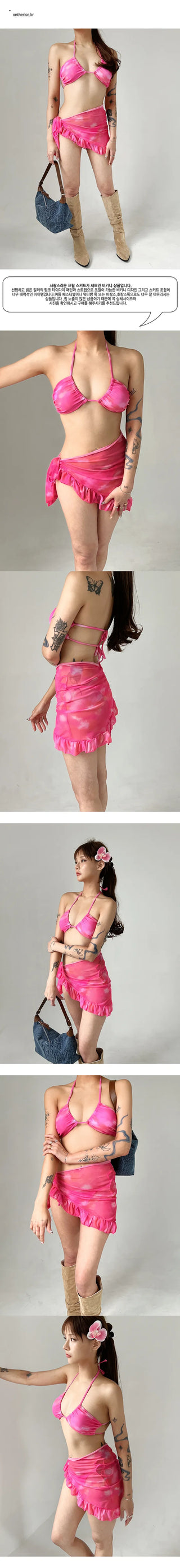 Pink Frill Bikini Set