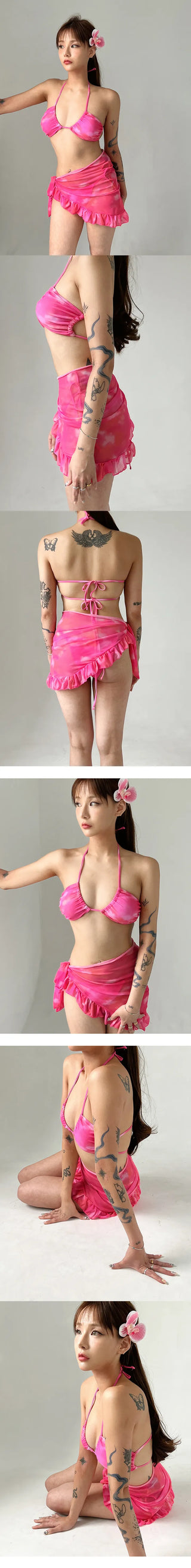 Pink Frill Bikini Set