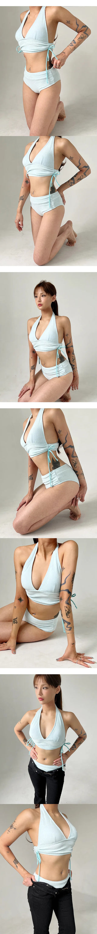Baby blue halter neck bikini