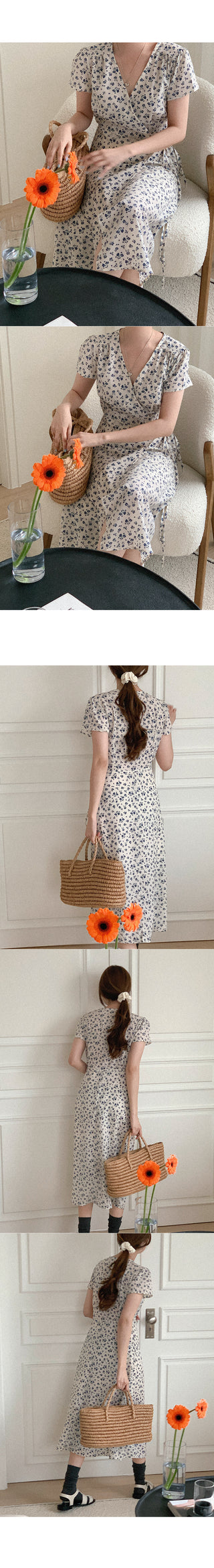 Flower Wrap Long Dress