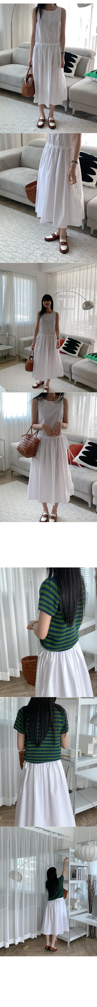 Elastic waist cotton midi dress