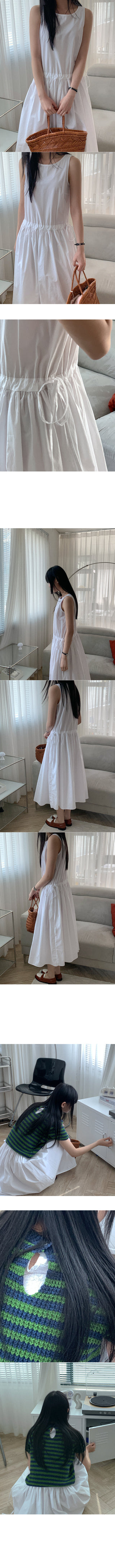 Elastic waist cotton midi dress