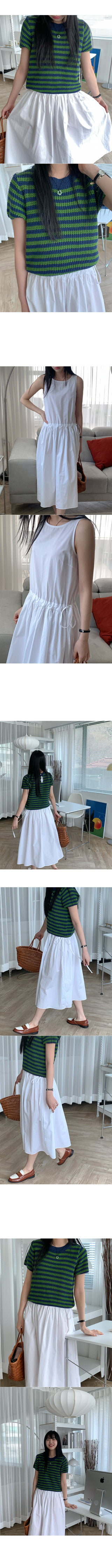 Elastic waist cotton midi dress