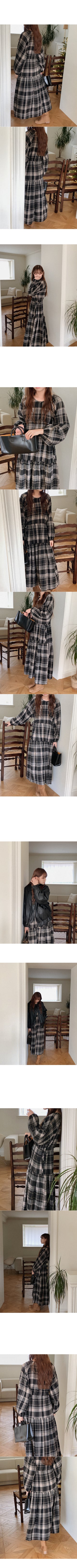 Cotton check long dress