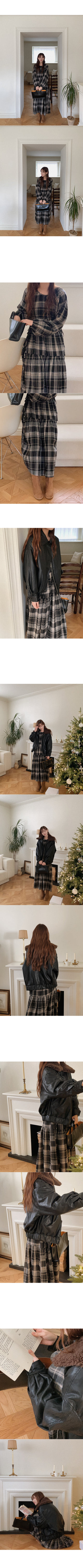 Cotton check long dress