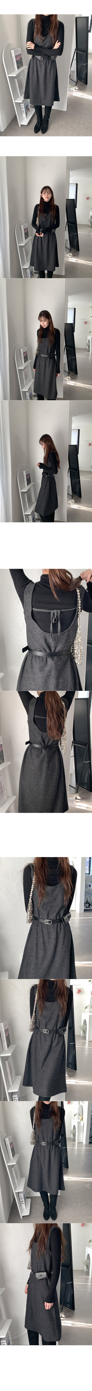 Fleece-lined ribbon midi dress